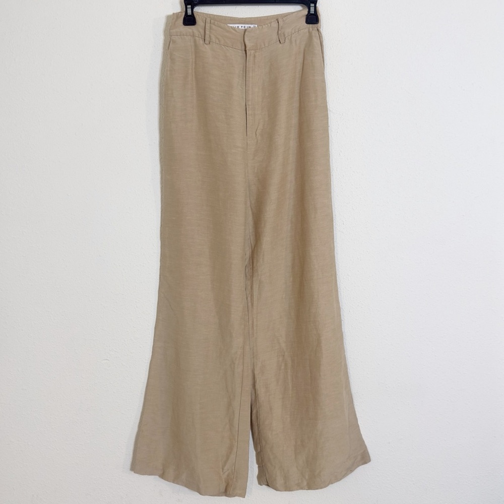 Third form linen khaki white leg trouser pants